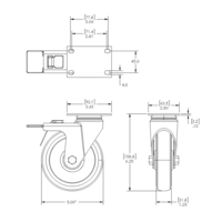 31-SPD5-1 MODULAR SOLUTIONS ALUMINUM CASTER<br>5" SWIVEL TOP PLATE W/LOCK